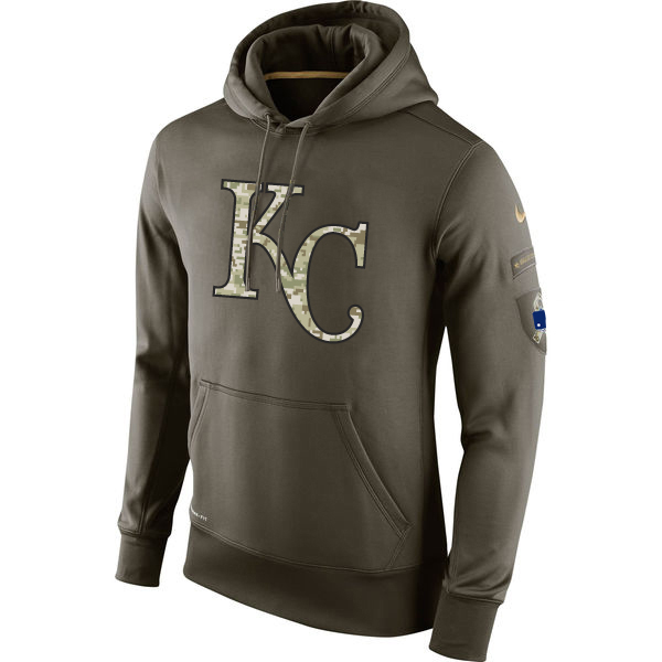 MLB Men Kansas City Royals Nike Olive Salute To Service KO Performance Hoodie Green->kansas city royals->MLB Jersey